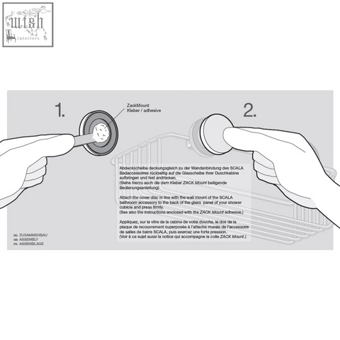 Zack scala stainless steel cover disc set for glass mounting used to attach bathroom accessories securely
