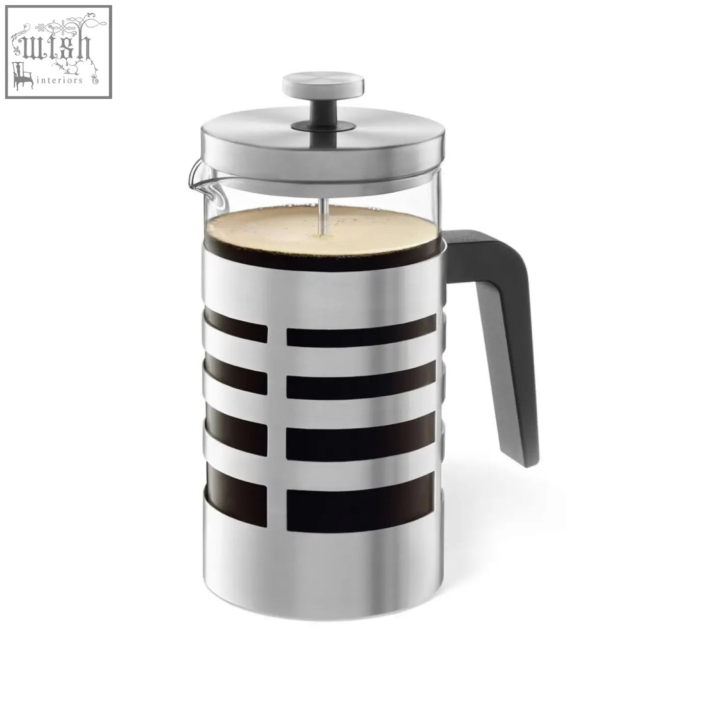 Zack segos premium french press with borosilicate glass and stainless steel black striped modern design 1l capacity