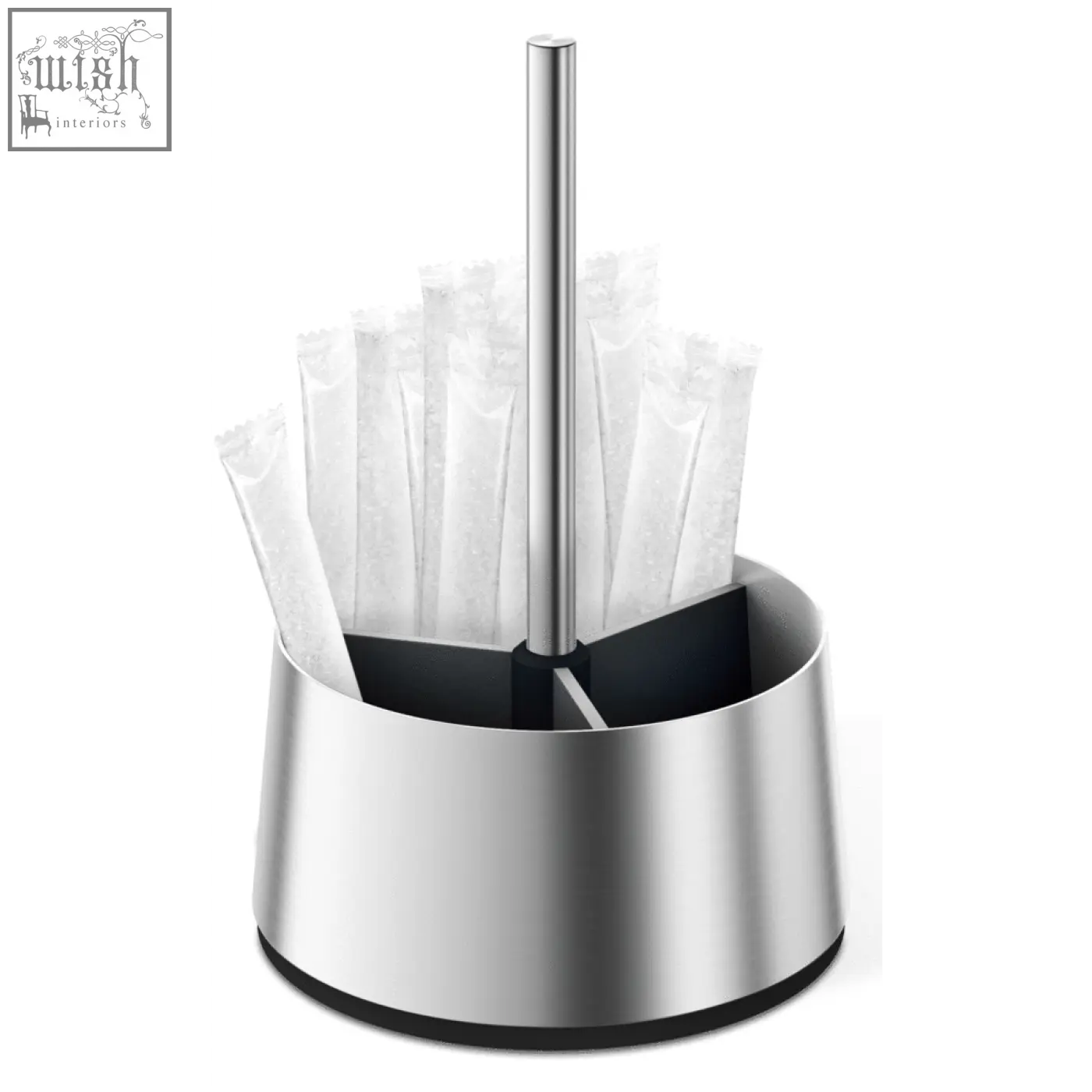 Zack toco brushed stainless steel table stand with sleek cylindrical design and black rubber base stainless steel holder