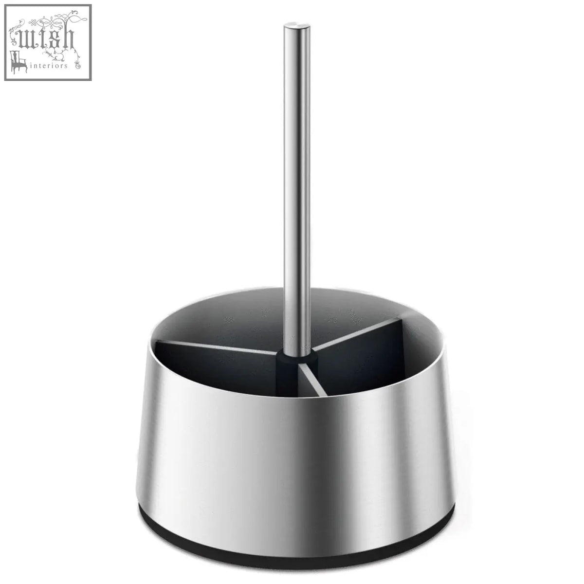 Stainless steel toilet brush holder with brushed stainless steel finish and black interior from zack toco table stand