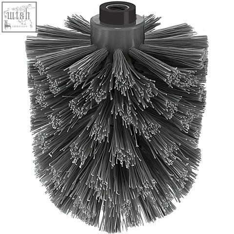 Gray bristle brush head replacement with black plastic handle for zack brush sets toilet cleaning