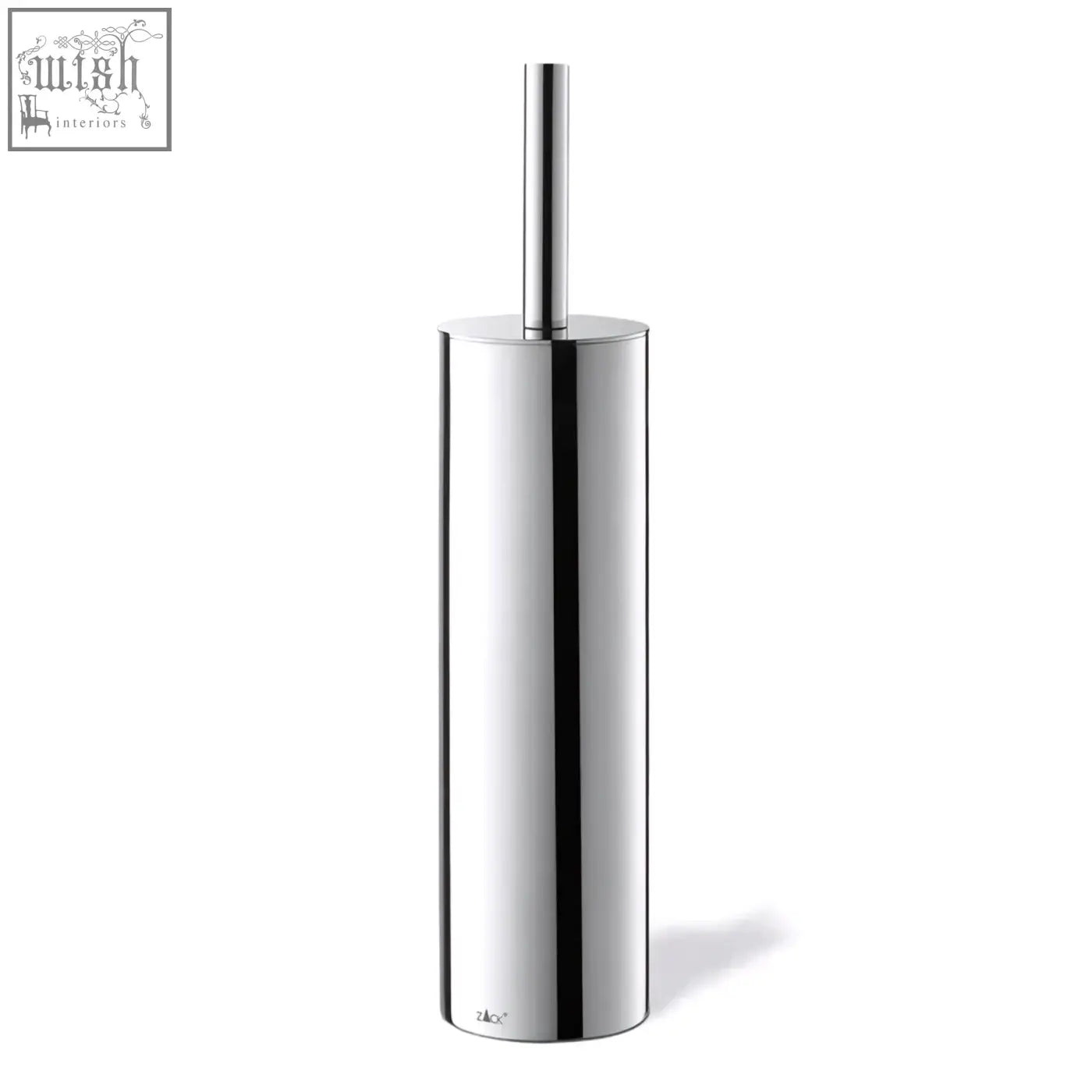 Chrome finished tubo toilet brush holder in stainless steel with sleek minimalist design for bathroom hygiene