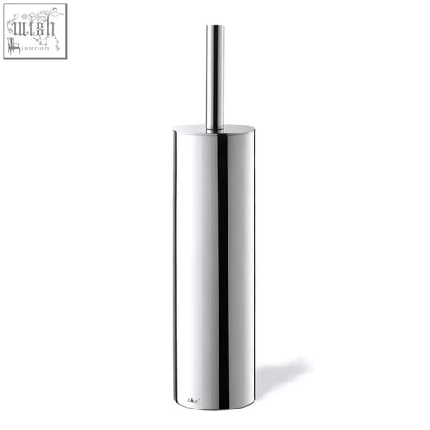 Chrome finished tubo toilet brush holder in stainless steel with sleek minimalist design for bathroom hygiene