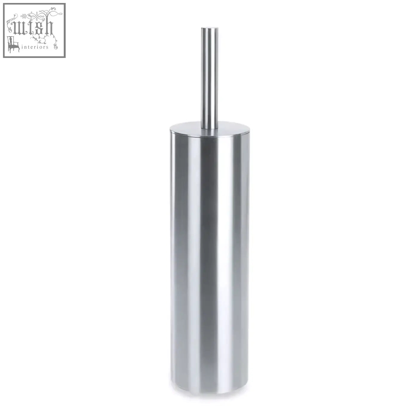 Zack tubo stainless steel toilet brush set with sleek cylindrical holder and polished finish for bathroom hygiene
