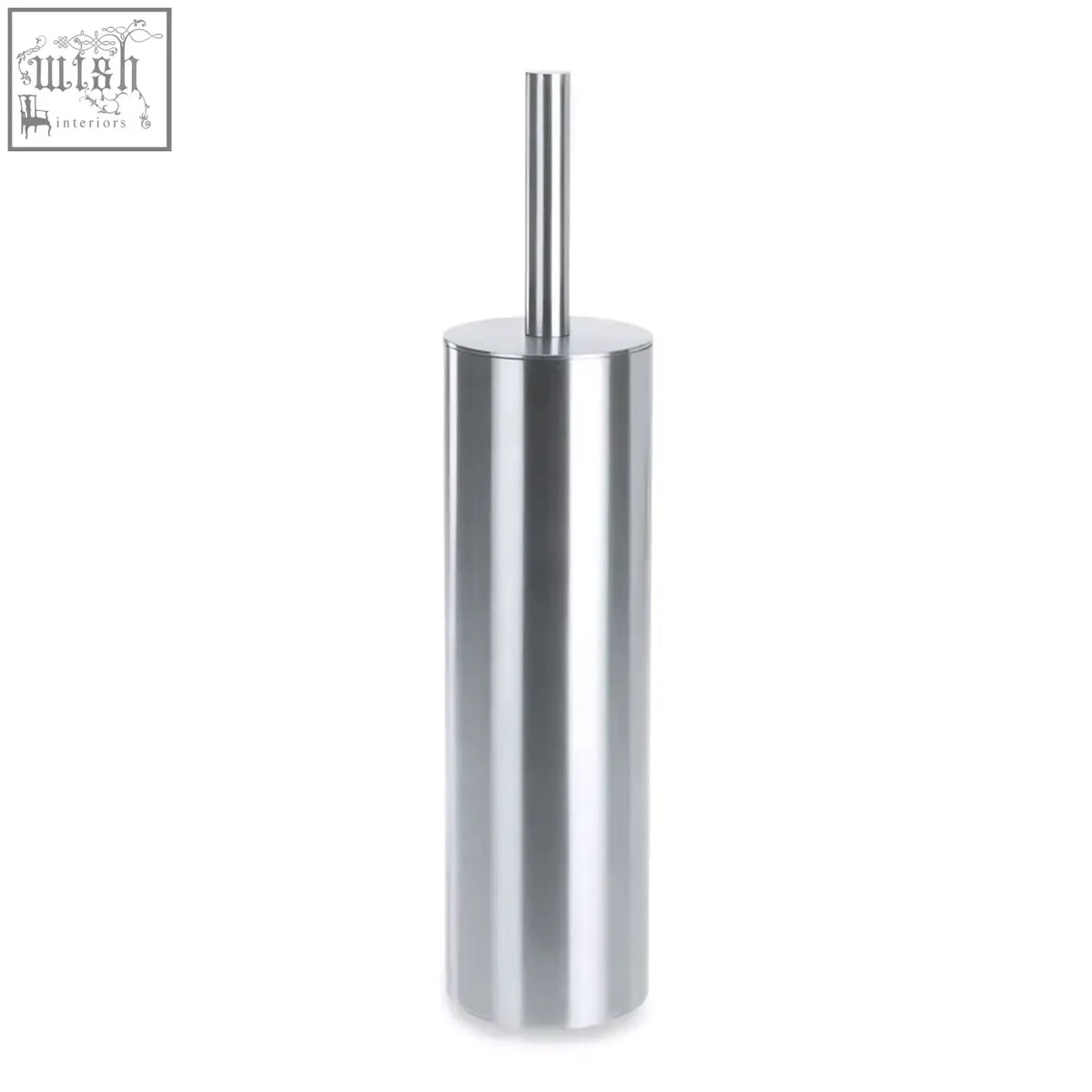 Zack tubo stainless steel toilet brush set with sleek cylindrical holder and polished finish for bathroom hygiene