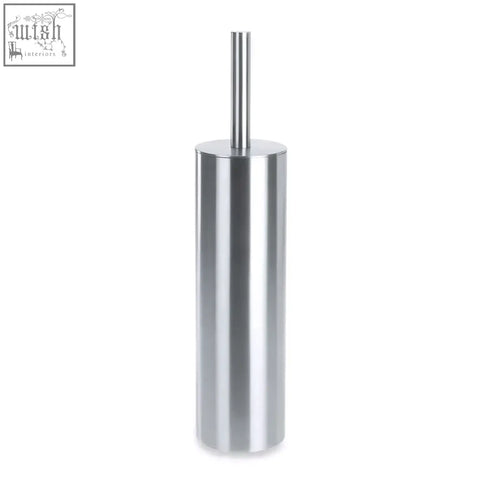 Zack tubo stainless steel toilet brush set with sleek cylindrical holder and polished finish for bathroom hygiene