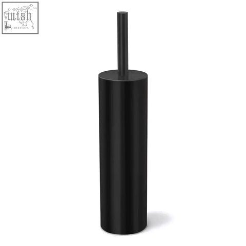Black stainless steel tubo toilet brush holder with matte finish and integrated handle for premium bathroom hygiene