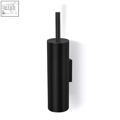 Black stainless steel tubo toilet brush with matte finish and minimalist wall-mounted holder for bathroom hygiene