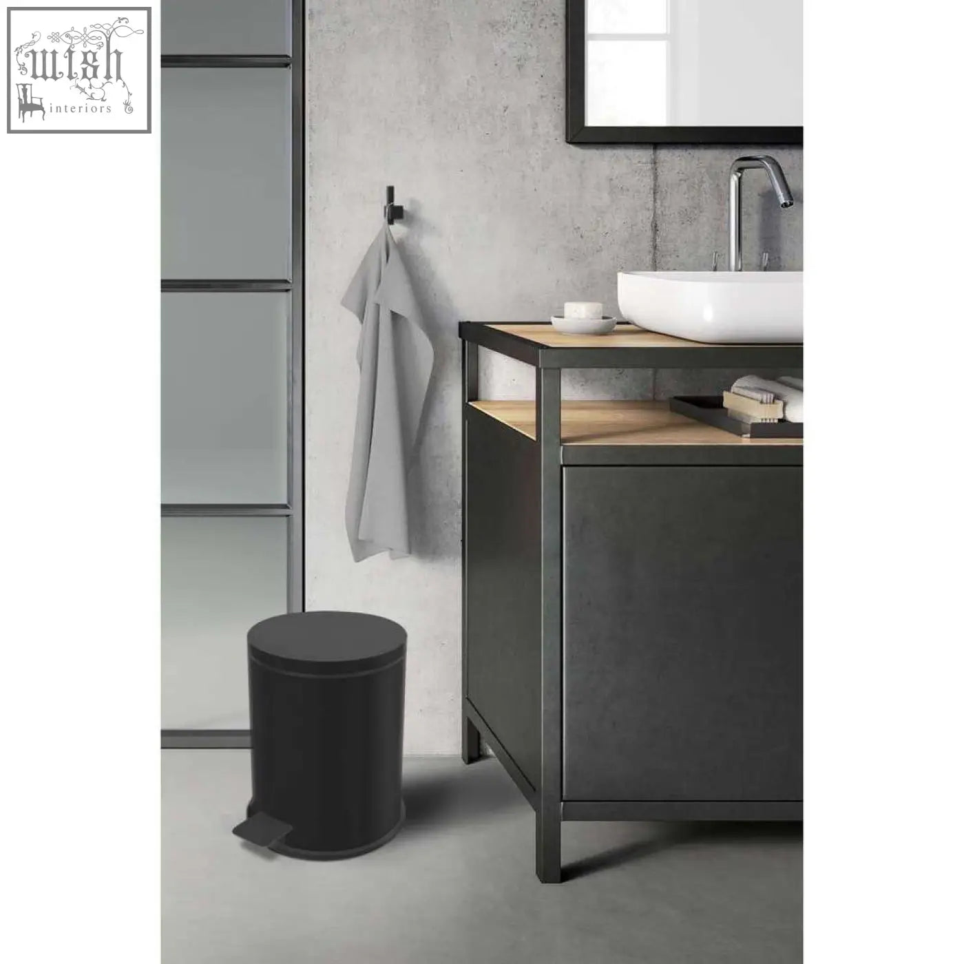 Black stainless steel vasca pedal bin with matte finish and minimalist design perfect as a 3 ltr pedal bin