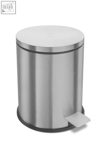 Stainless steel vasca pedal bin with a sleek reflective finish and black rubberized base pedal bin for easy use