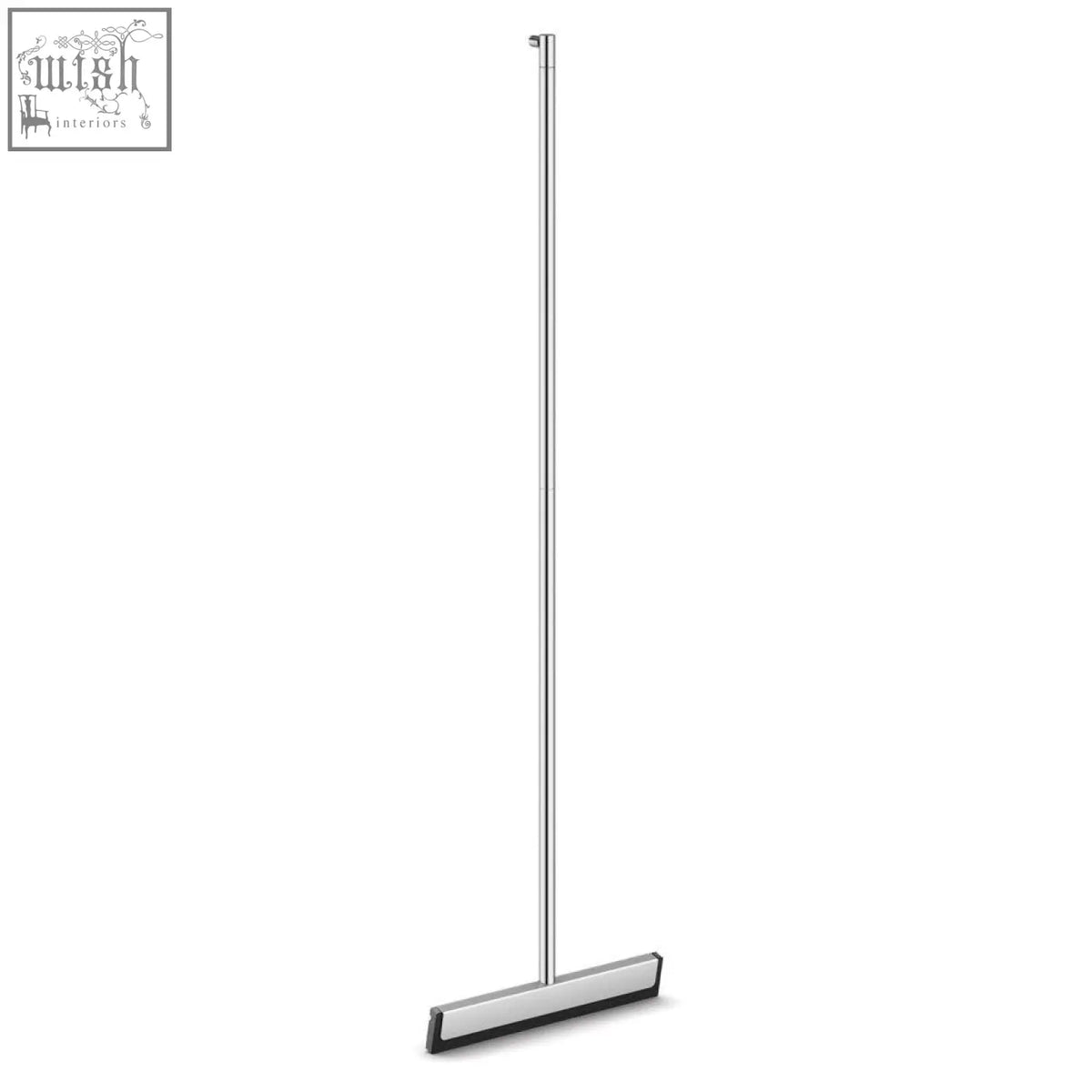 Zack yemo polished stainless steel floor squeegee with a sleek stainless steel handle and black rubber edge head