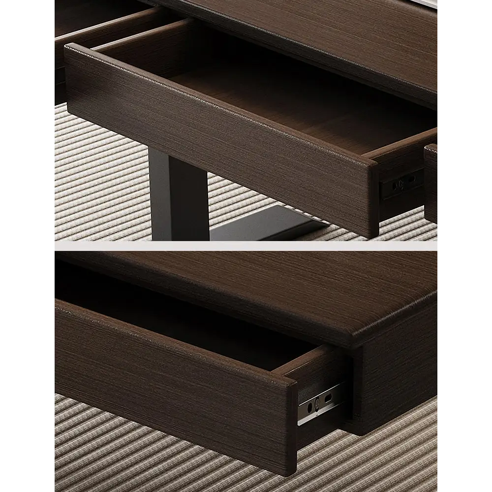 Zain Electric Standing Office Desk With Storage Solid Wood