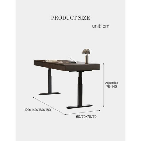 Zain Electric Standing Office Desk With Storage Solid Wood