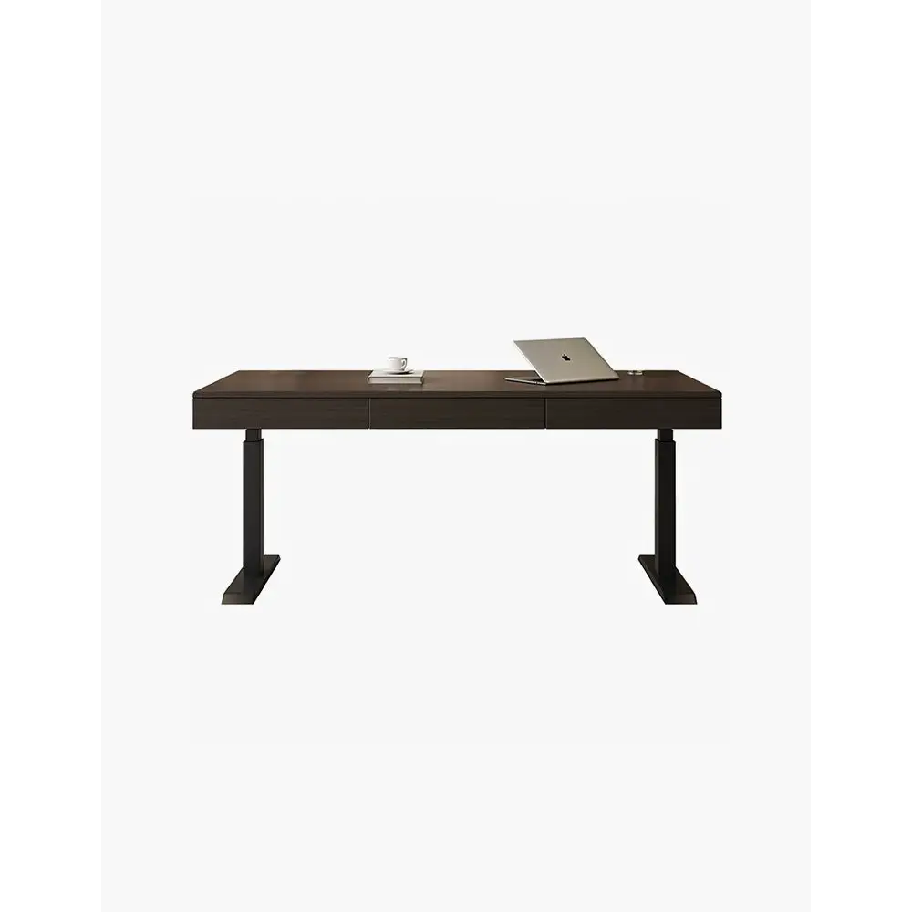 Zain Electric Standing Office Desk With Storage Solid Wood