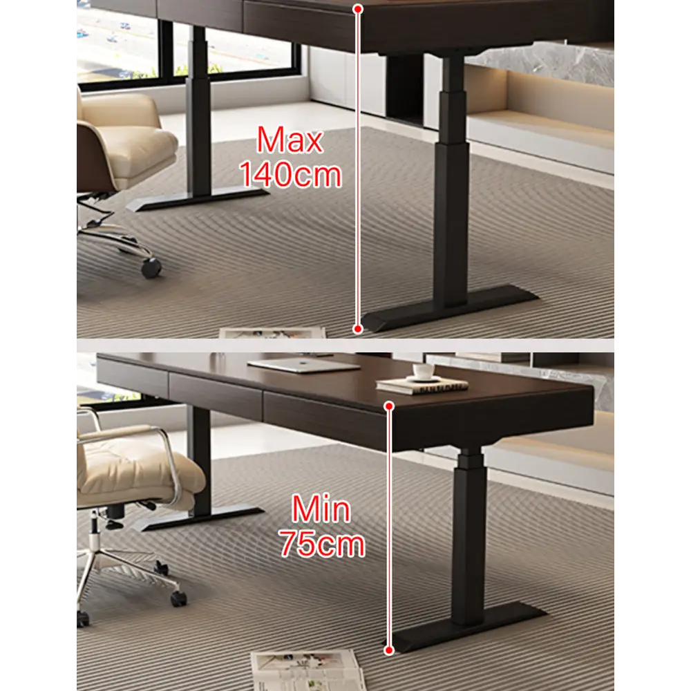 Zain Electric Standing Office Desk With Storage Solid Wood