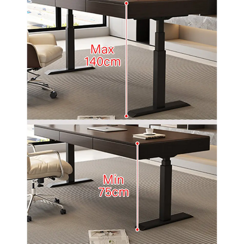 Zain Electric Standing Office Desk With Storage Solid Wood