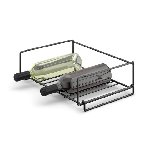 Zack Cubeto Premium Stackable Wine Rack - Powder Coated Black Steel Storage Solution