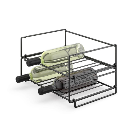 Zack Cubeto Premium Stackable Wine Rack - Powder Coated Black Steel Storage Solution