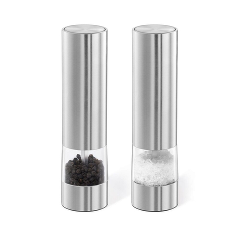 Zack Monino Premium Brushed Stainless Steel Electric Pepper Grinder - Award-Winning German Design