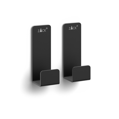 Zack Potes Premium Black Stainless Steel Towel Hook Set (2 Pack) - 3M Adhesive No Drilling