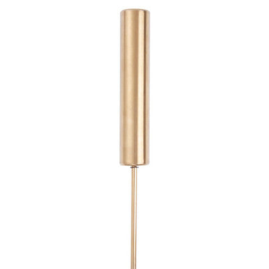 A sleek cylindrical brass candle holder with a slender stem in light gold 35cm perfect for spin light gold sets