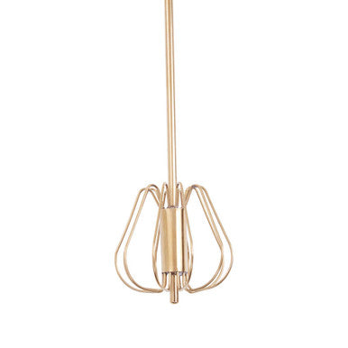 Gold-toned metal pendant light gold 35cm with slender rod and open cage design from Zamin spin light gold series