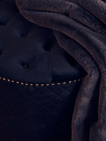 Zamora Round Black Velvet Ottoman