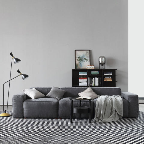 Zavia Three Seater Corner Sofa, Linen