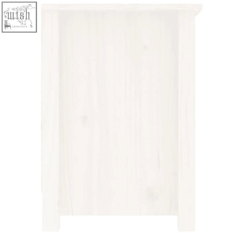 White wooden cabinet with straight grain patterns and simple rectangular design in solid wood zavren pinewood 103cm
