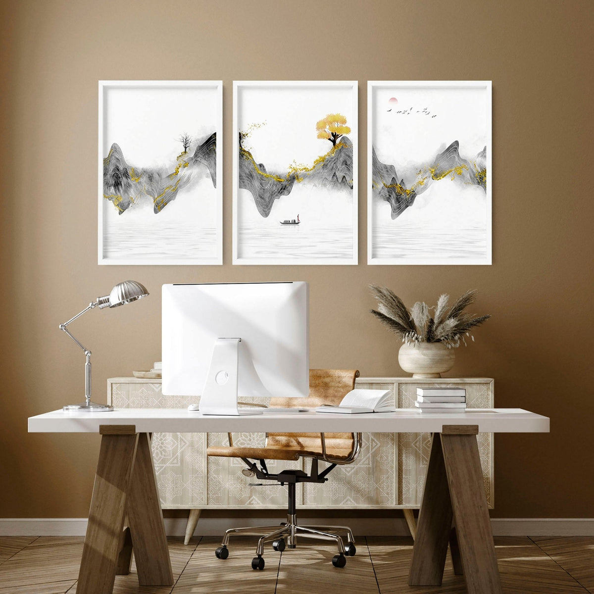 Office walls decor | set of 3 framed wall art