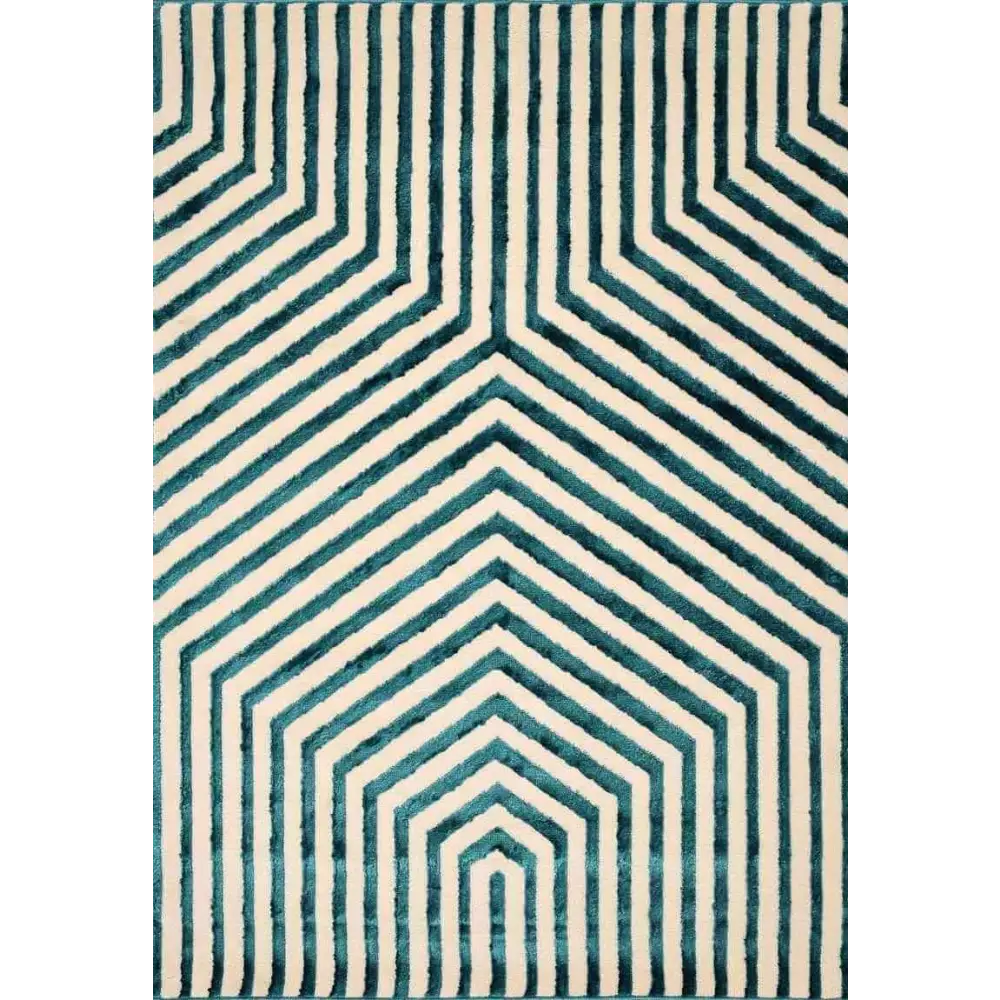 Zeo Deco Rug – Soft 3D Texture in Beige & Blue - 120X170 cm / Illusion Blue - Rugs