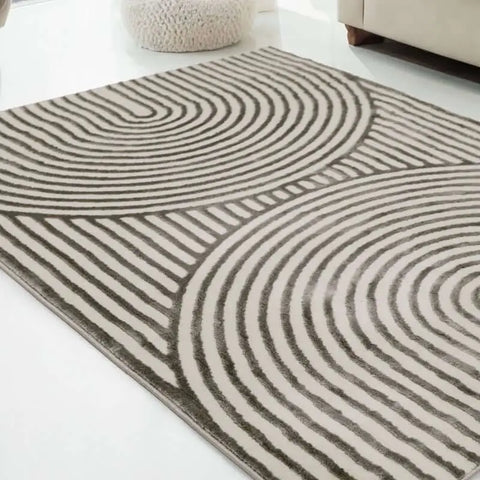 Zeo Deco Rug – Soft 3D Texture in Beige & Blue - Rugs