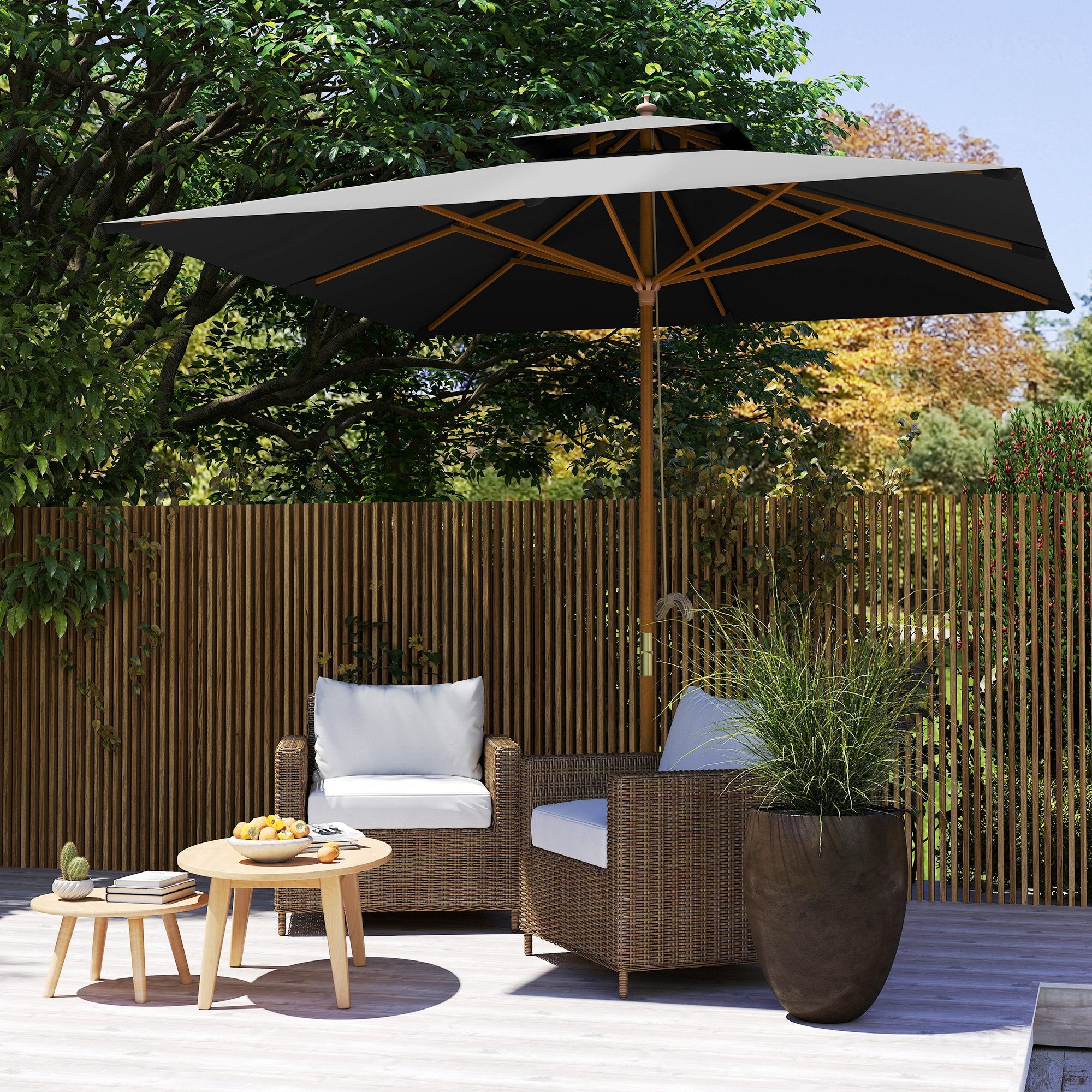 Outsunny 3 m Square Canopy Parasol - Black