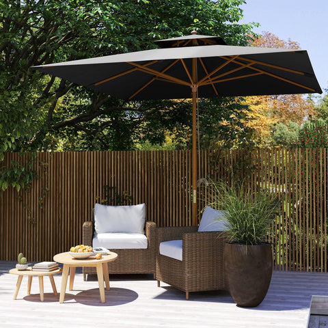 Outsunny 3 m Square Canopy Parasol - Black