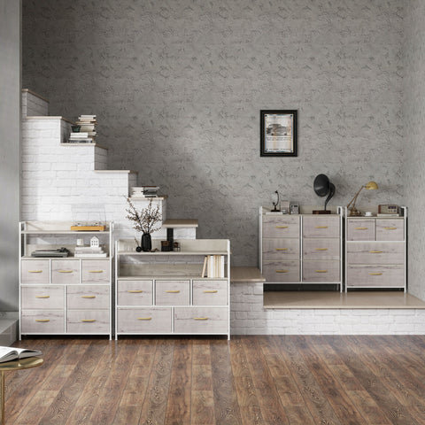 HOMCOM Rustic Chest of Four Fabric Drawers - Black