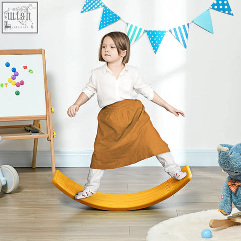 Yellow plastic zonekiz balance board kids stepping stone toy for ages 3-6 helping with balance and coordination