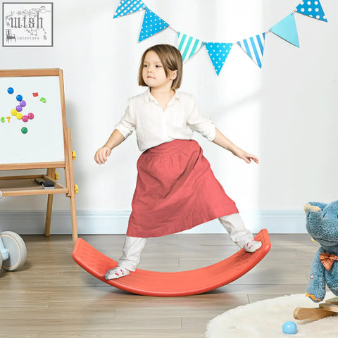 Orange plastic zonekiz balance board kids stepping stone for ages 3-6 sturdy wobble board toy