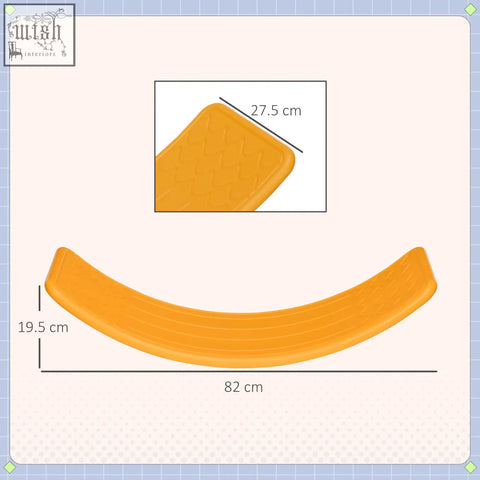 Orange curved plastic zonekiz balance board stepping stone with textured surface for kids ages 3 to 6 years