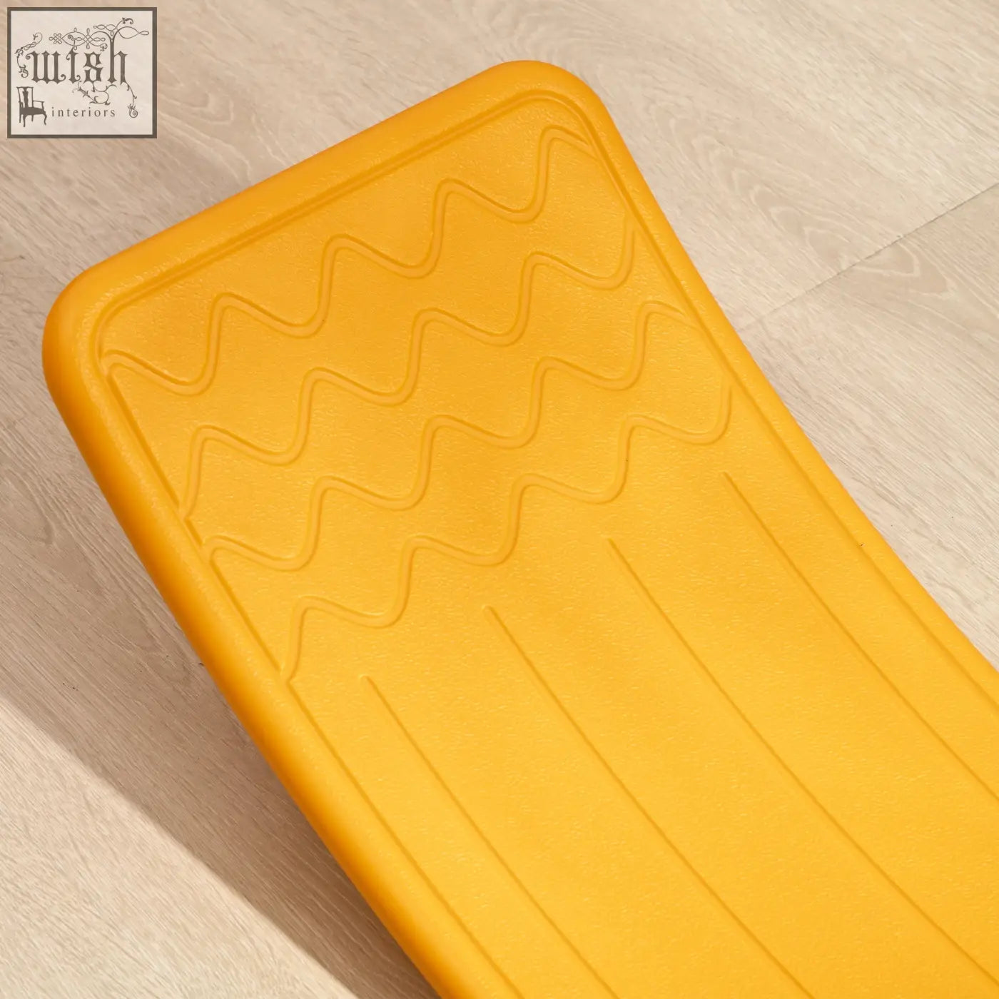 Bright yellow zonekiz balance board with wavy and straight grooves stepping stone for kids ages 3 to 6