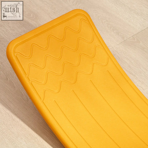 Bright yellow zonekiz balance board with wavy and straight grooves stepping stone for kids ages 3 to 6