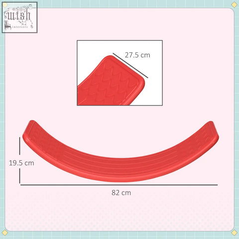 Red plastic zonekiz balance board stepping stone with curved textured surface for kids aged 3 to 6 years