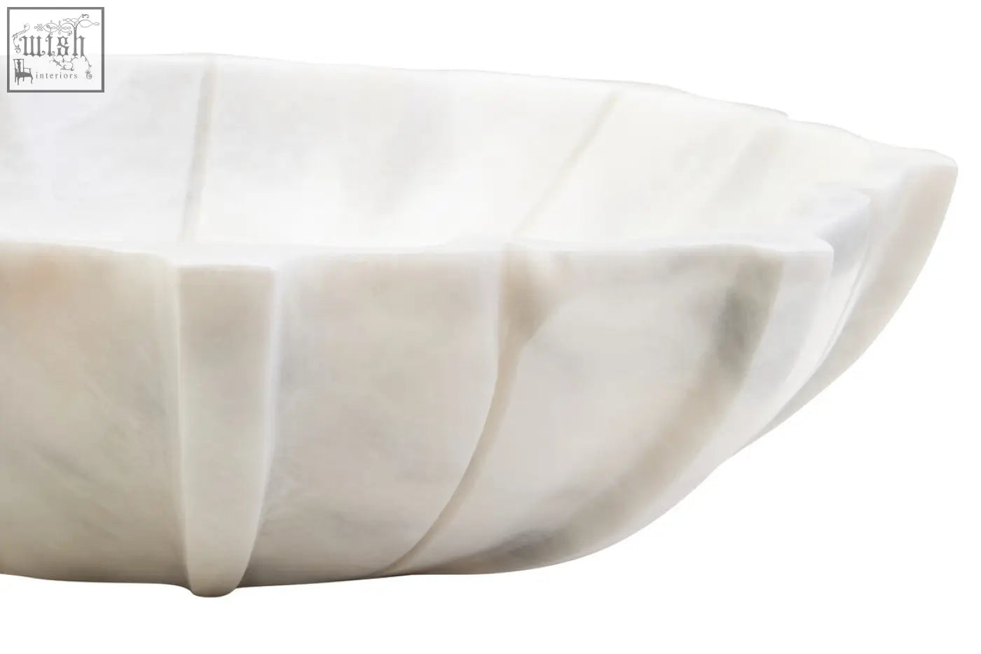 White marble zoro large white lotus bowl with fluted petal design perfect for serving or decoration