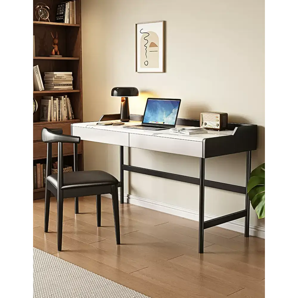 Zuriel Office Desk White Sintered Stone