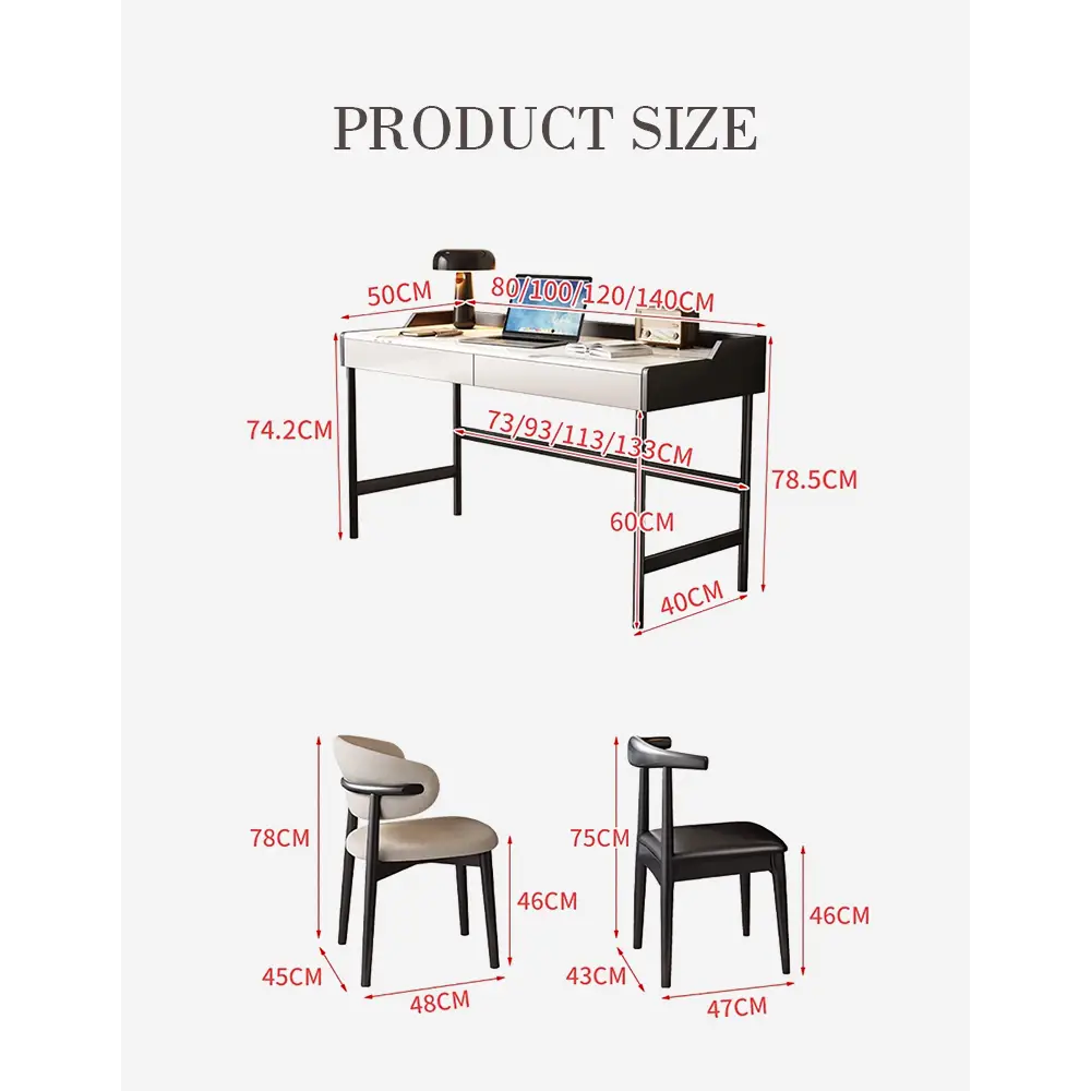 Zuriel Office Desk White Sintered Stone