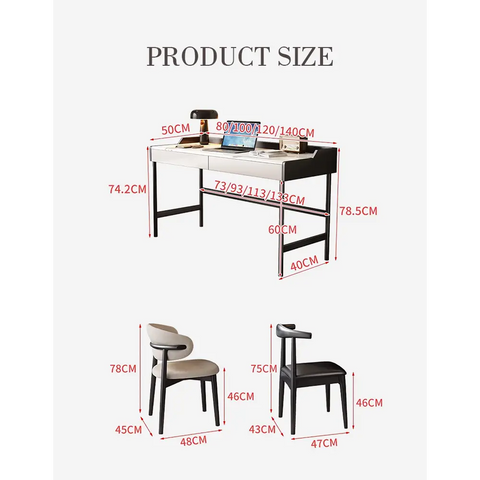 Zuriel Office Desk White Sintered Stone