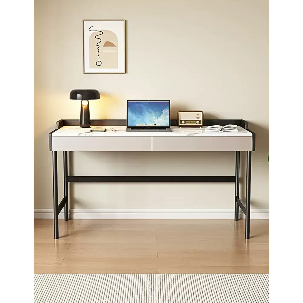 Zuriel Office Desk White Sintered Stone