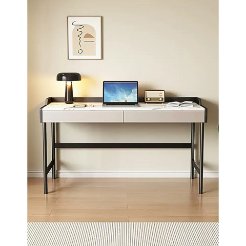 Zuriel Office Desk White Sintered Stone