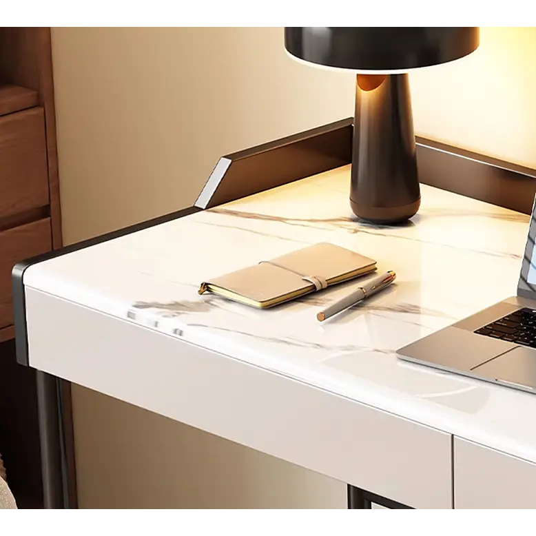 Zuriel Office Desk White Sintered Stone