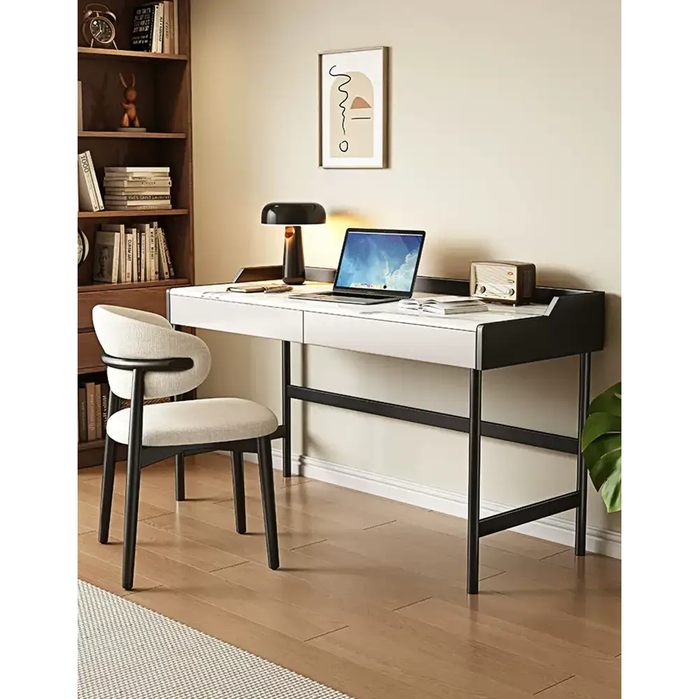 Zuriel Office Desk White Sintered Stone