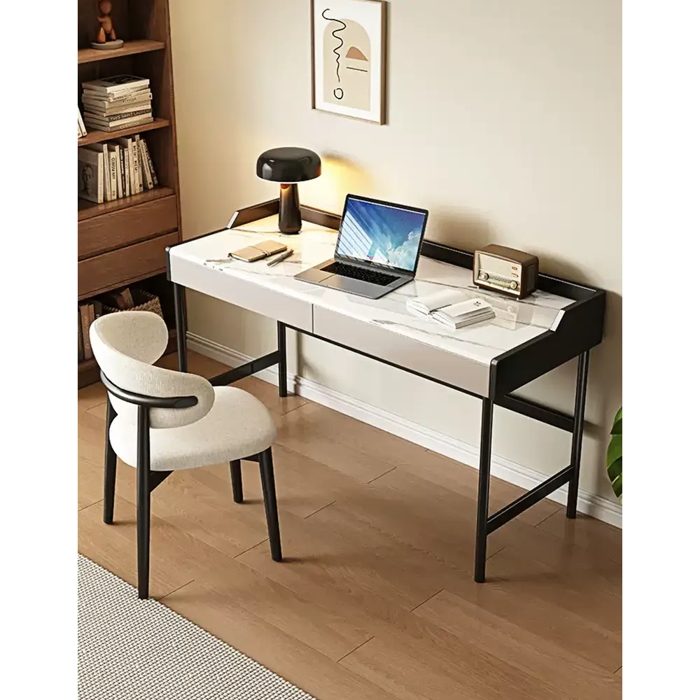 Zuriel Office Desk White Sintered Stone